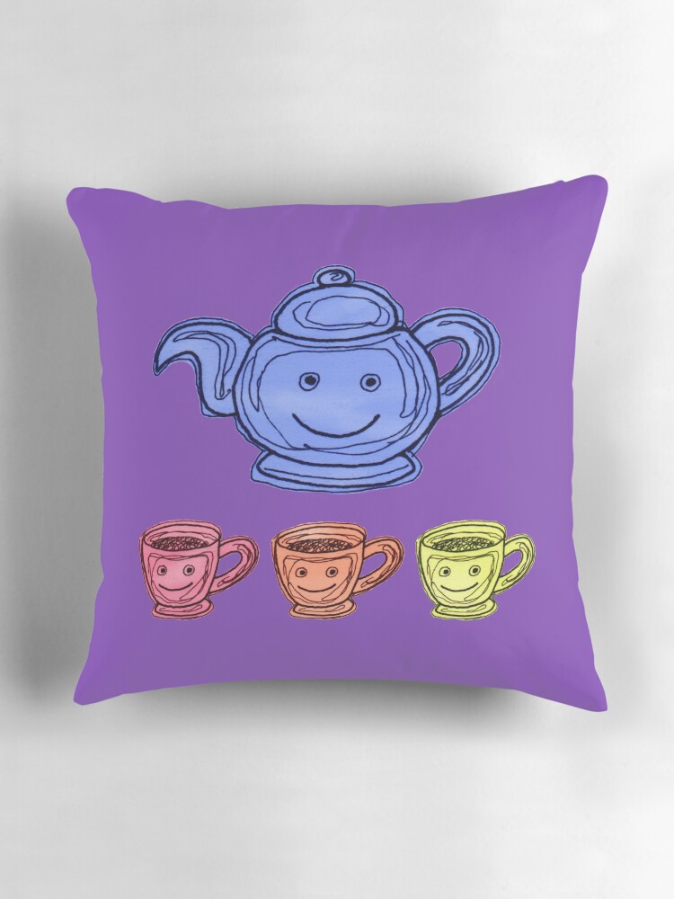 Thumbnail 3 of 4, Pillow, Teapot and Cup colour illustration designed and sold by MunaZuberi.