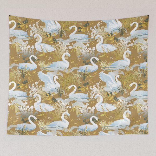 Item preview, White swans | golden mustard designed and sold by camcreativedk.