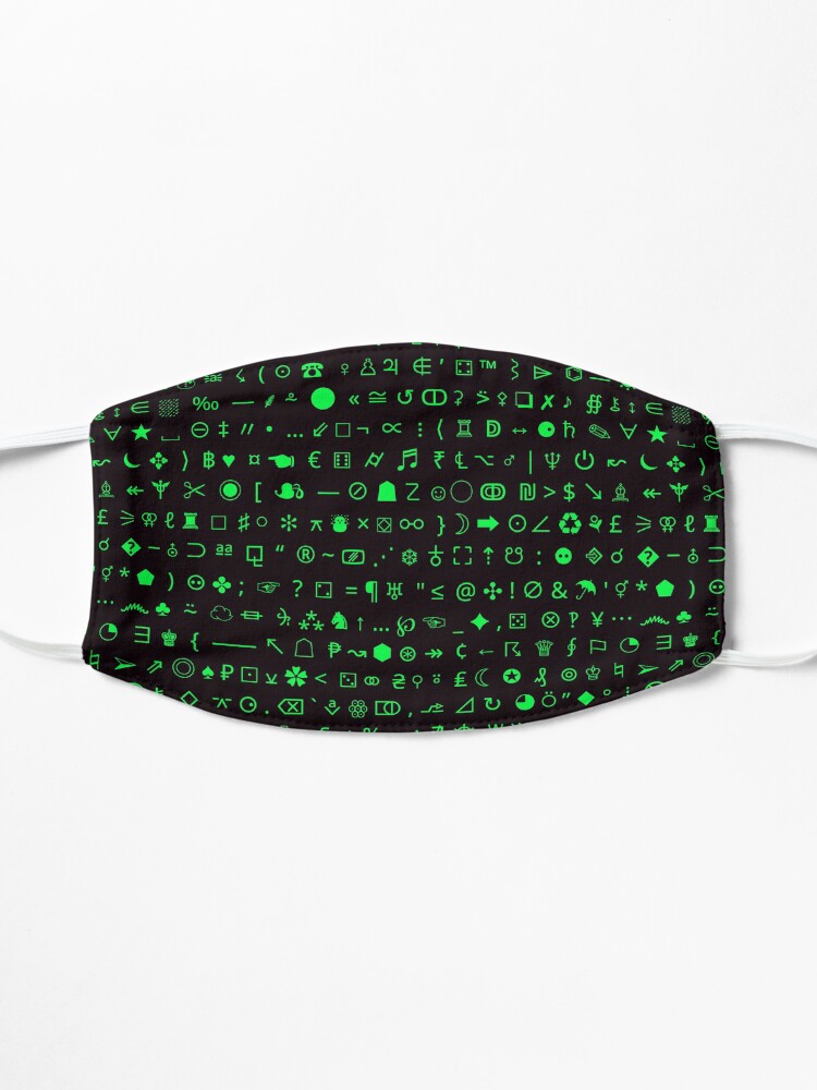 Alternate view of Esoteric Symbols face mask in Green/Black Mask