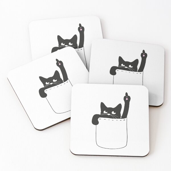 Item preview, t shirt cat pocket finger of honor gift idea humor kitten designed and sold by Catcrea.