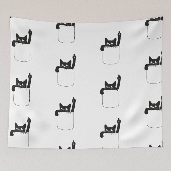 Item preview, t shirt cat pocket finger of honor gift idea humor kitten designed and sold by Catcrea.