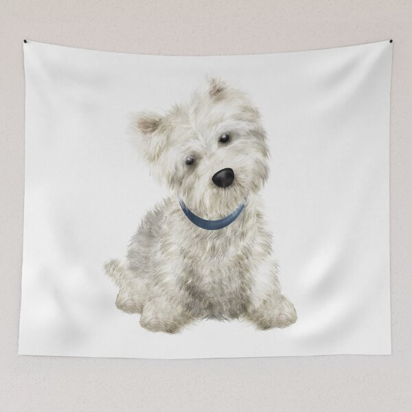Item preview, Cute Scottish Westie Dog at Christmas with Festive Blue Collar designed and sold by MakeMerry.