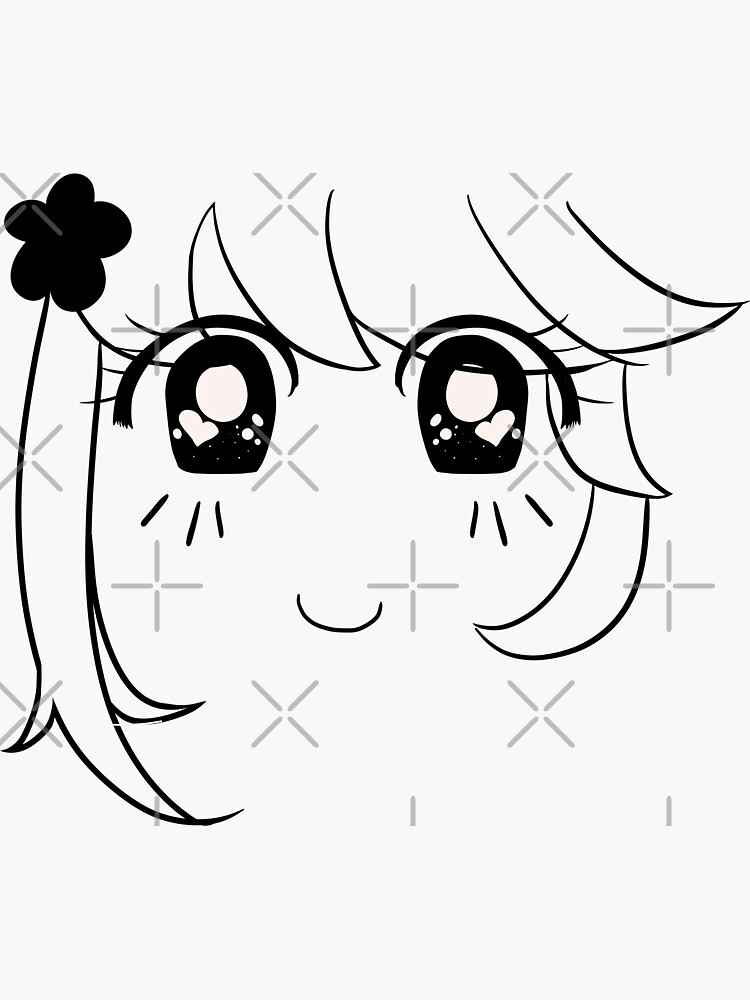 "Cute kawaii face girl with flower" Sticker by Tulipbiru Redbubble