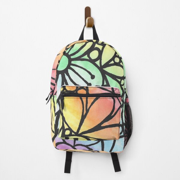 Item preview, RAINBOW COLOURED PANEL WITH FLOWERS designed and sold by Jenna Hilton Doodles.