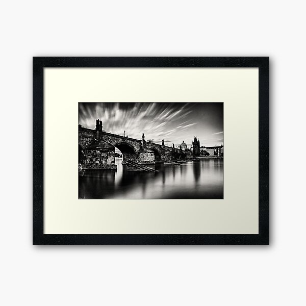 Charles bridge in the windy evening Framed Art Print