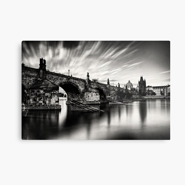 Charles bridge in the windy evening Metal Print