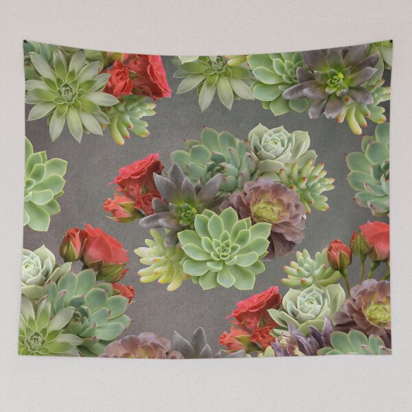 Item preview, Succulents and red roses. designed and sold by RinaMDesigns.