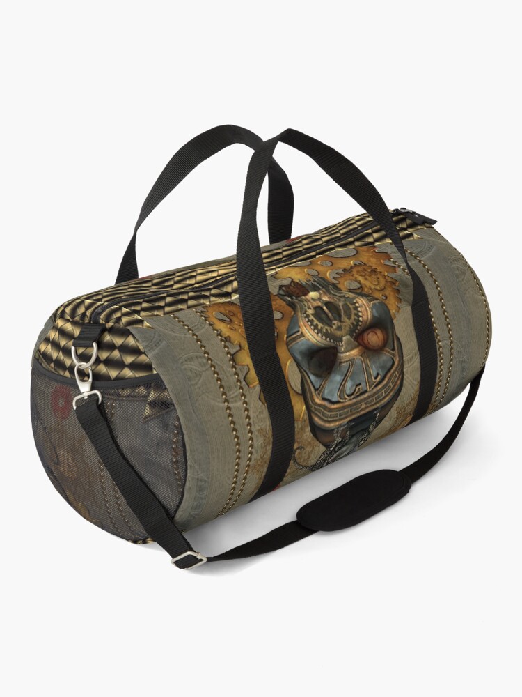 Alternate view of Steampunk, awesome steampunk skull with steampunk rat Duffle Bag
