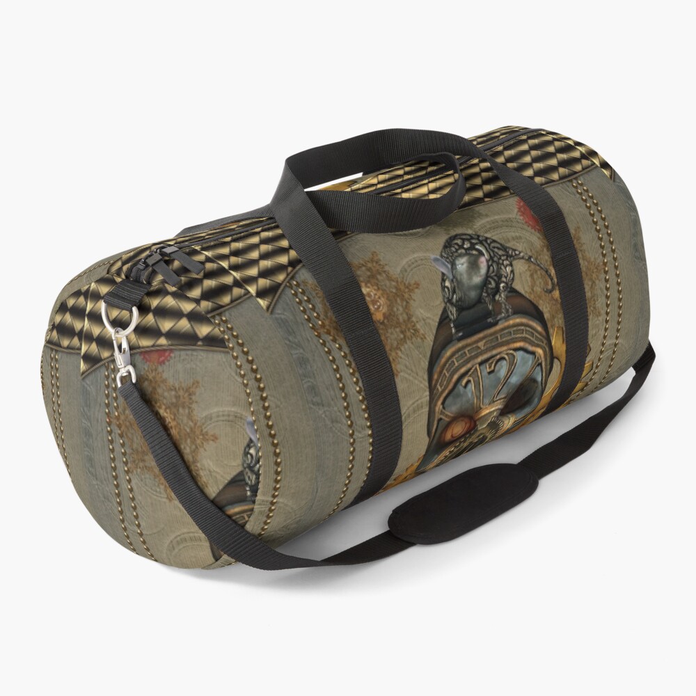 Steampunk, awesome steampunk skull with steampunk rat Duffle Bag