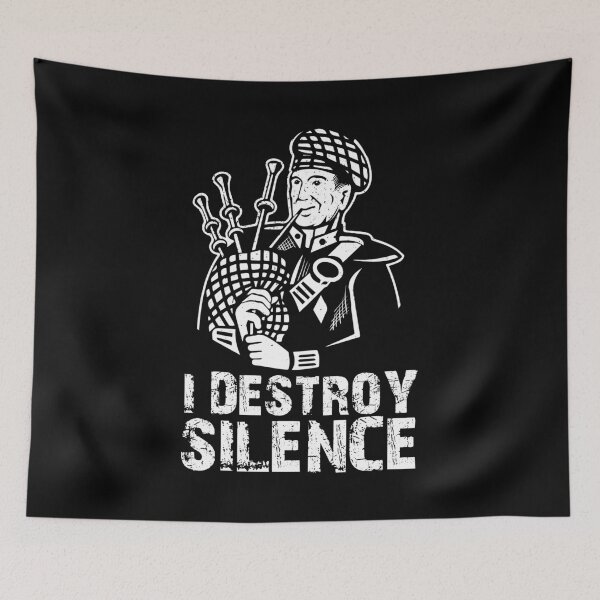 Item preview, I Destroy Silence Funny Bagpiper Musician Gift designed and sold by haselshirt.