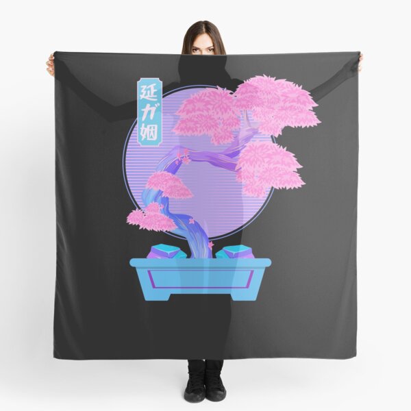 Bonsai Tree Outrun Vaporwave Synthwave Streetwear Scarf