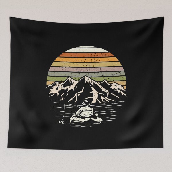 Item preview, Retro Vintage Sunset Fisherman Fishing Bass Gift designed and sold by haselshirt.