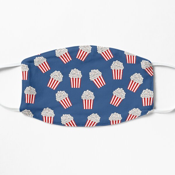 Cute Popcorn Bucket in red and blue Flat Mask