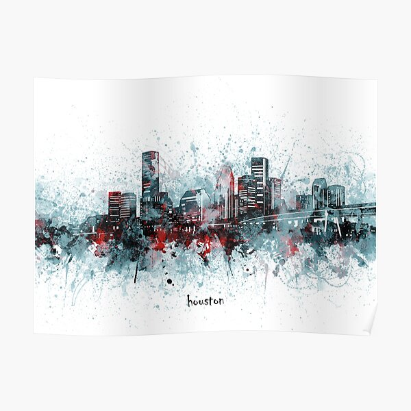 Vintage Houston Baseball Space City Skyline Retro Cityscape Poster