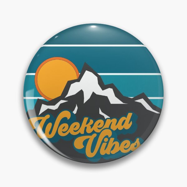 Item preview, Weekend Vibes with Mountains Pins and Clocks designed and sold by vegansintexas.