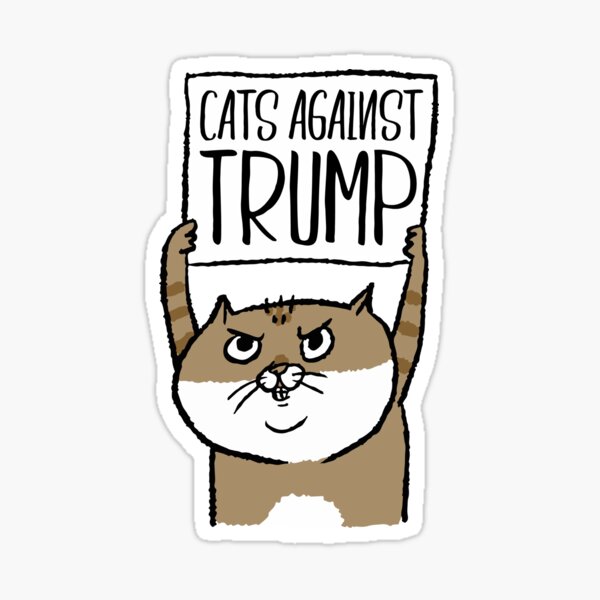 Vista previa del artículo con la obra «Gatos contra Trump», diseñado y vendido por zenpatterns.
