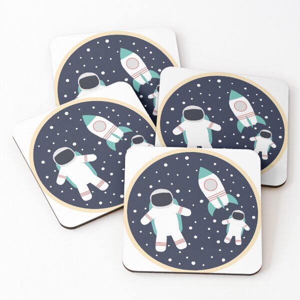 Item preview, Astronauts and Rocket in Space - Illustration designed and sold by alainakozyart.