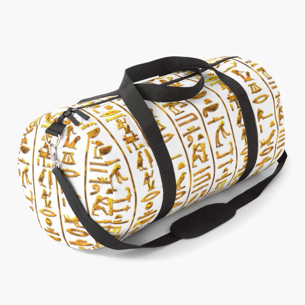 "Ancient Egyptian Hieroglyphs (Gold on White)" Duffle Bag for Sale by Samboid Redbubble