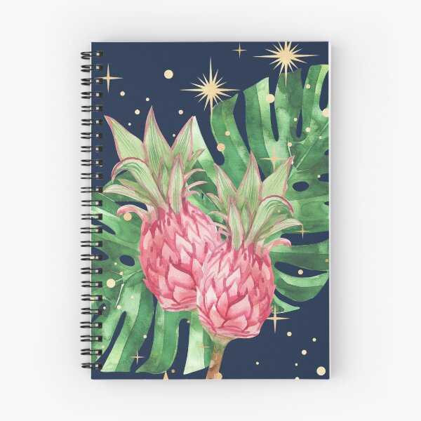 Item preview, Tropical Pineapple & Palm Leaves with Magic Stars - Navy Background designed and sold by Breece.