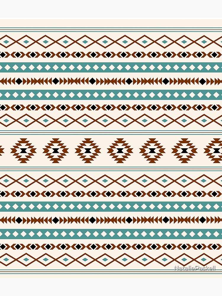 Aztec Teal Terracotta Black Cream Mixed Pattern by NataliePaskell