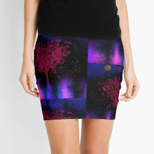 Tree of Light and Night Sky Mini Skirt