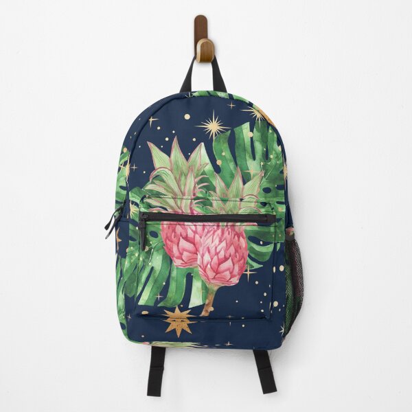 Item preview, Tropical Pineapple & Palm Leaves with Magic Stars - Navy Background designed and sold by Breece.