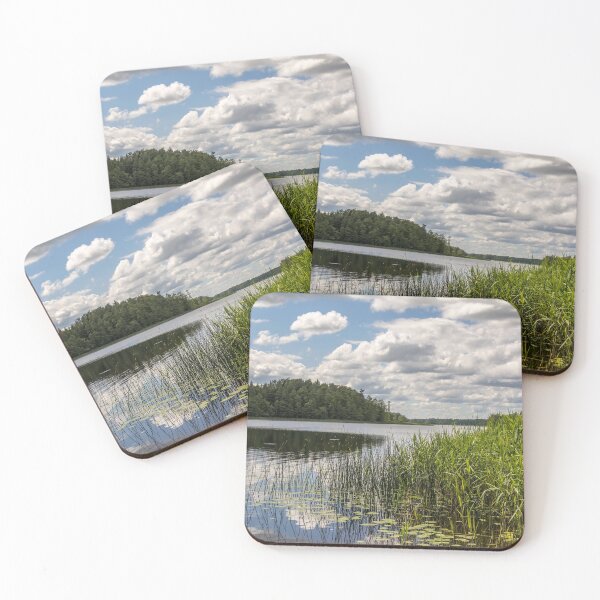 Item preview, Lake summer view with clouds and trees designed and sold by lena-maximova.