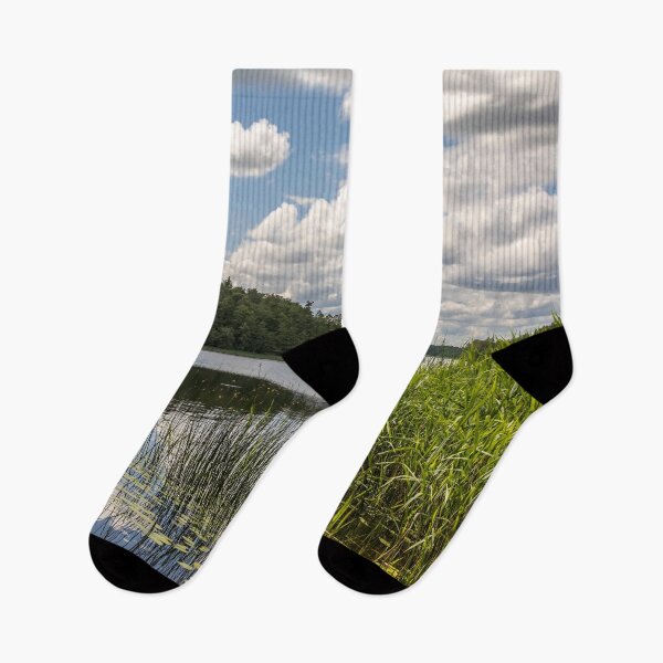 Item preview, Lake summer view with clouds and trees designed and sold by lena-maximova.