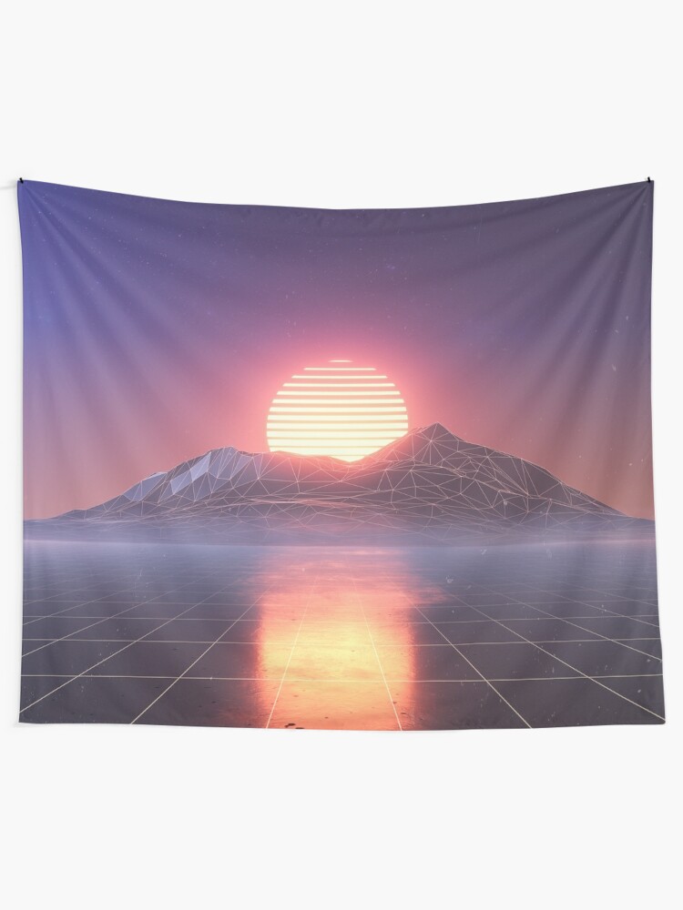Alternate view of Outrun retro sun Tapestry