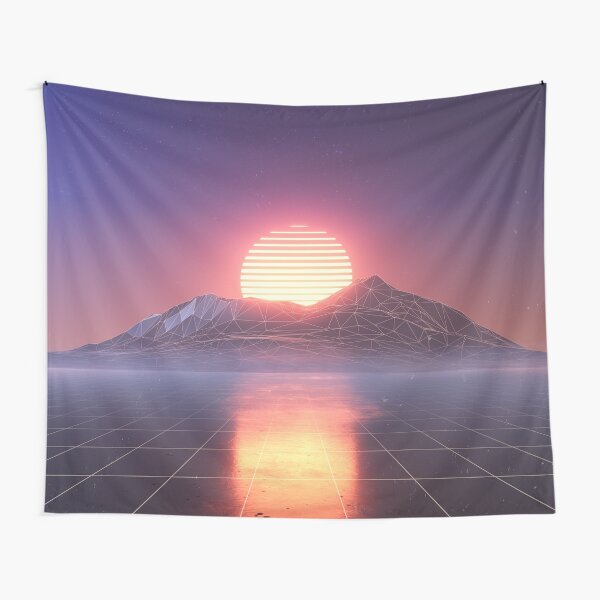 Outrun retro sun Tapestry