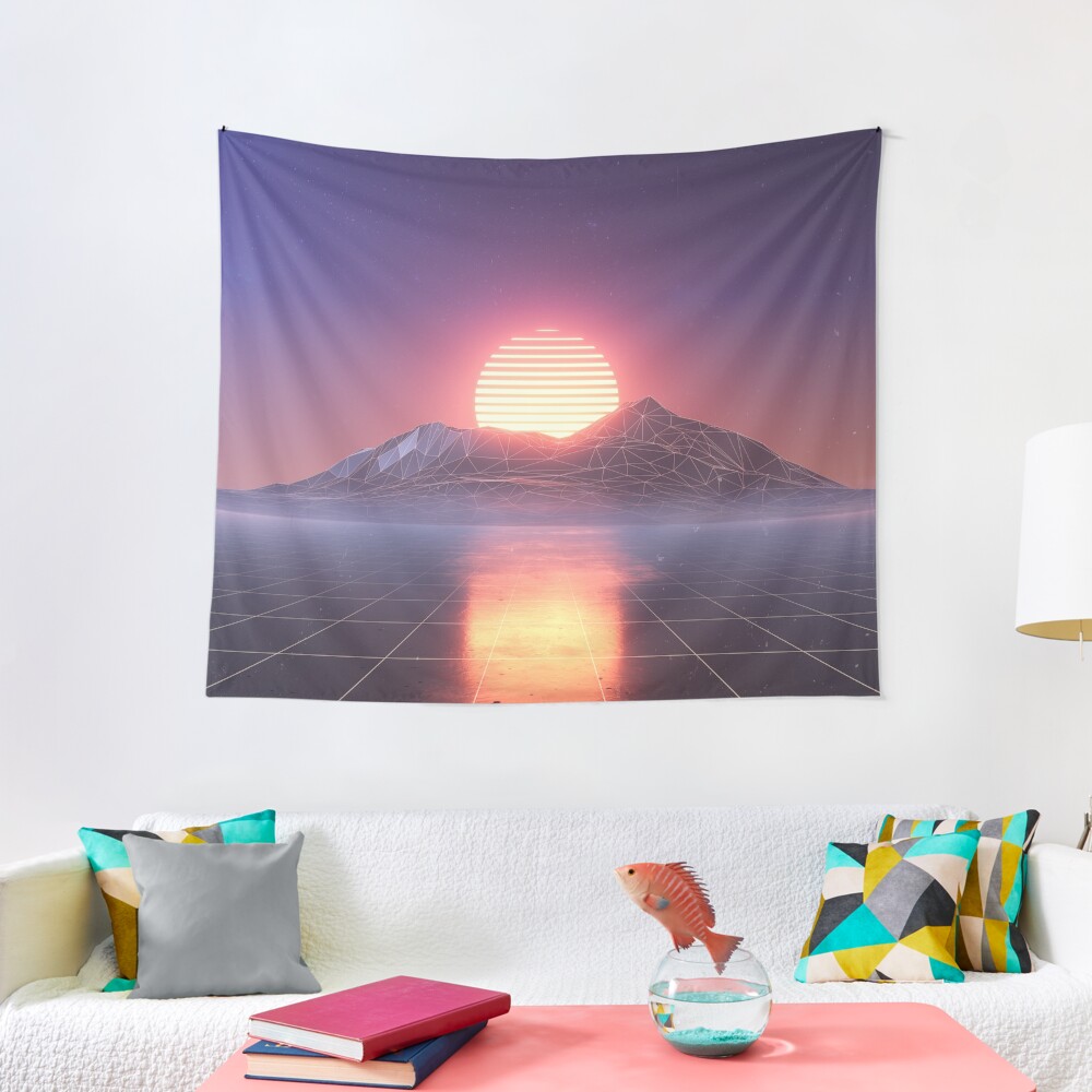 Outrun retro sun Tapestry