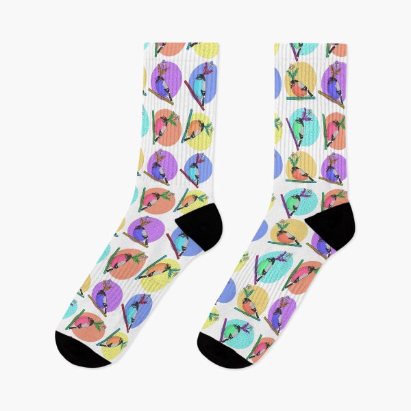 Item preview, Birds of a feather flock together illustration print with colorful pattern of woodland birds in silly daisy hats designed and sold by tostoini.