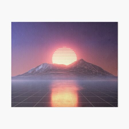Outrun retro sun Art Board Print