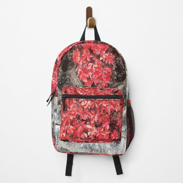 Item preview, Pink red ivy leaves autumn stone wall  designed and sold by PLdesign.