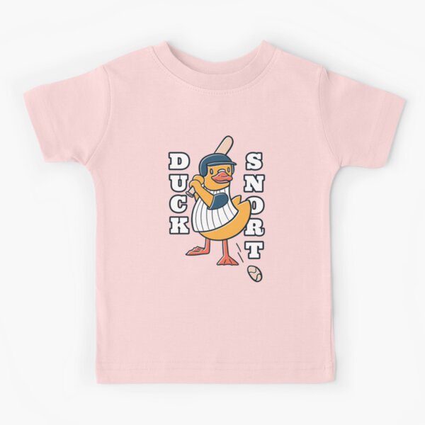 showing a duck baseball player with the text DUCK SNORT. Kids T-Shirt by  AaaleXX