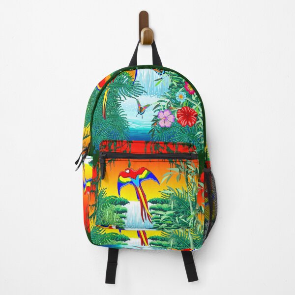 Item preview, Waterfall Macaws and Butterflies on Exotic Landscape in the Jungle designed and sold by BluedarkArt.