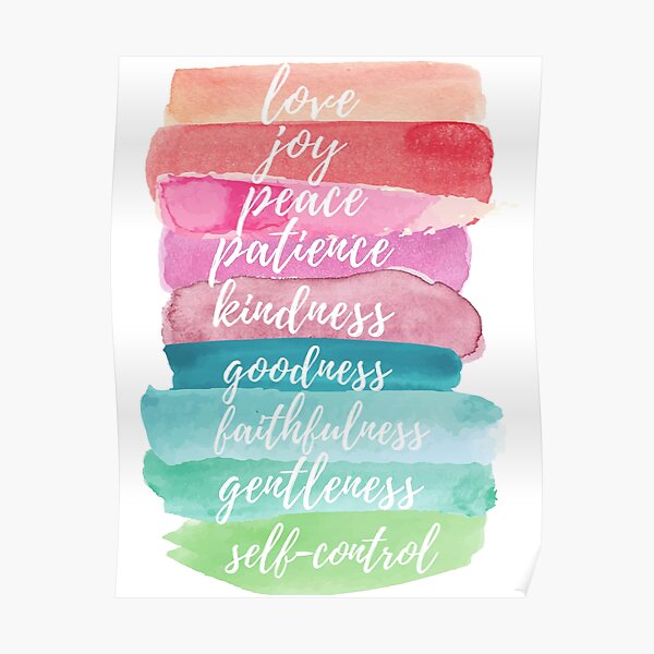 Fruit of the Spirit Watercolor Rainbow Design Poster