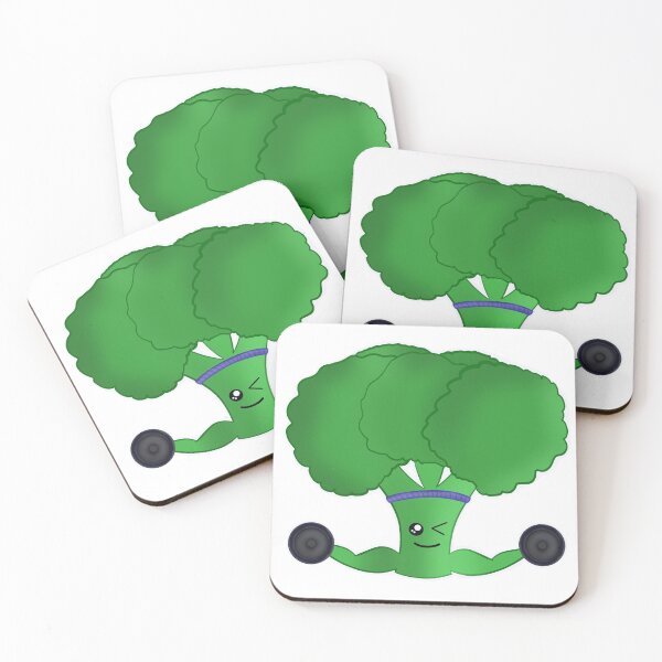Item preview, Weight Lifting Kawaii Broccoli designed and sold by Kawaiindoodle.