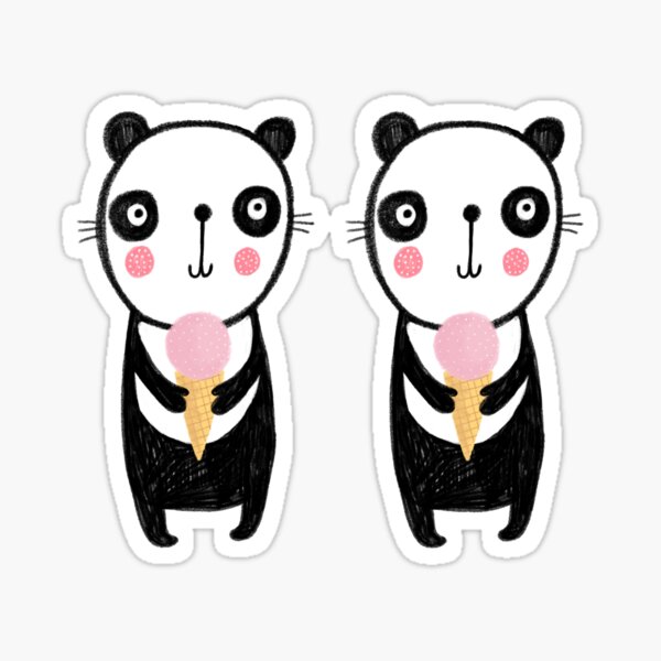 Double panda double strawberry Sticker