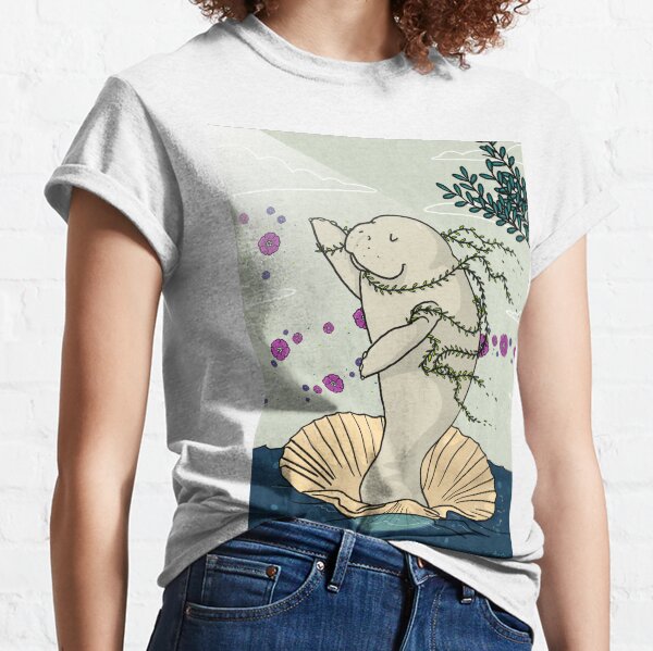 Botticelli's Venus manatee self-care funny illustration Classic T-Shirt