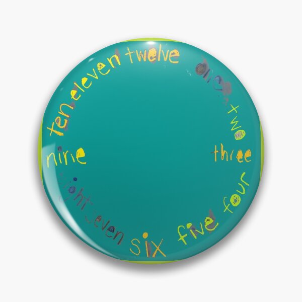 Item preview, Teal O'Clock with Numbers, watercolor in blue teal lime green yellow designed and sold by djrunnels.