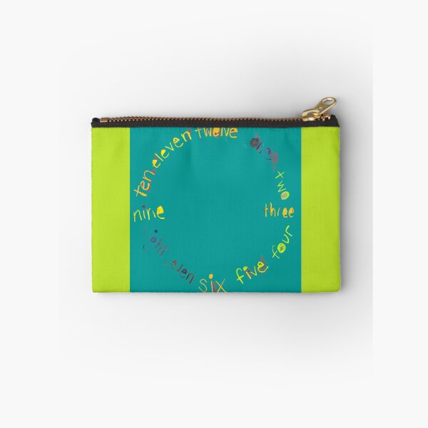 Item preview, Teal O'Clock with Numbers, watercolor in blue teal lime green yellow designed and sold by djrunnels.