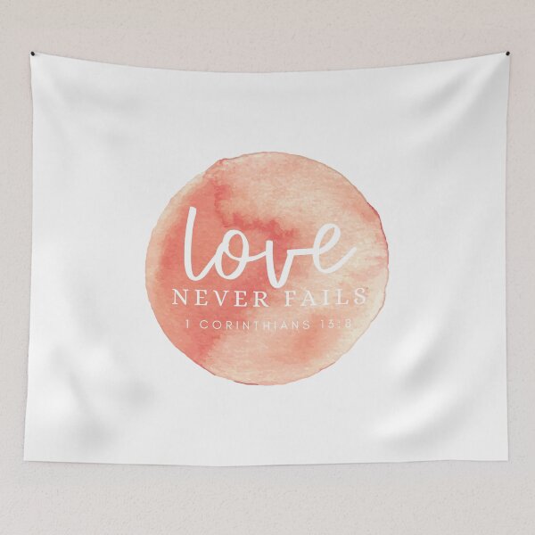 Item preview, Watercolor Christian Design - Love Never Fails 1 Corinthians 13:8 designed and sold by palmsandprints2.