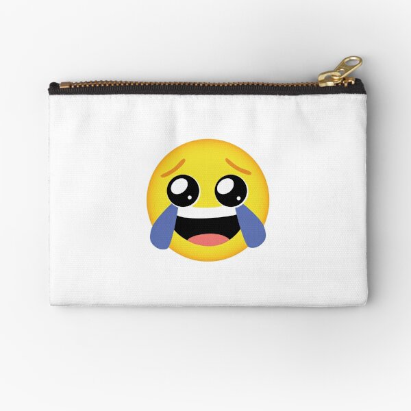 Laugh Crying Emoji Zipper Pouches Redbubble - sadscared noob roblox