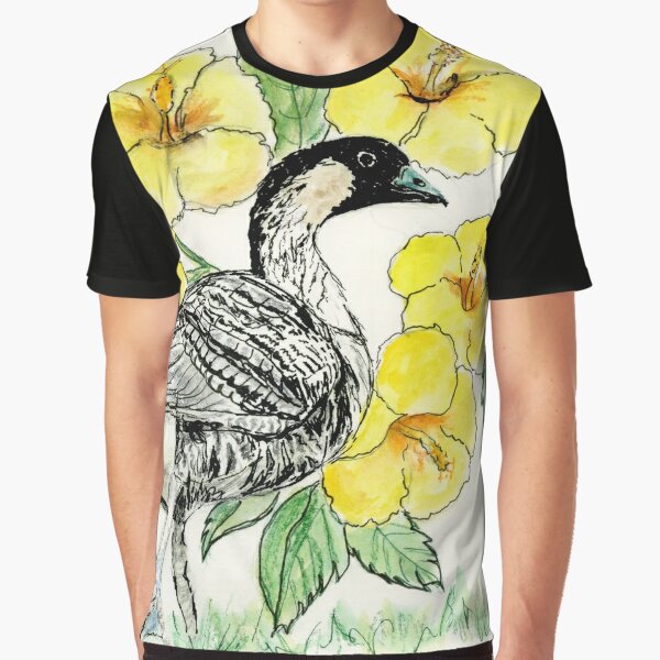 Hawaii State Bird and Flower Graphic T-Shirt