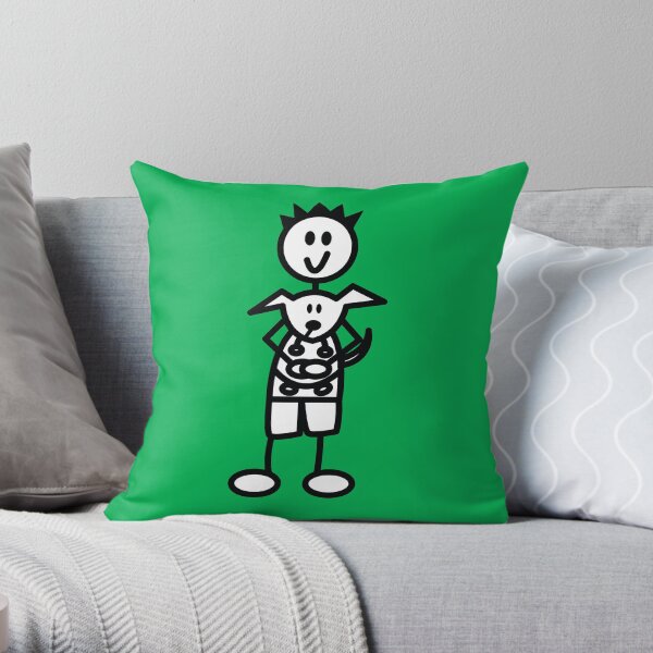 The boy with the spiky hair - green Throw Pillow