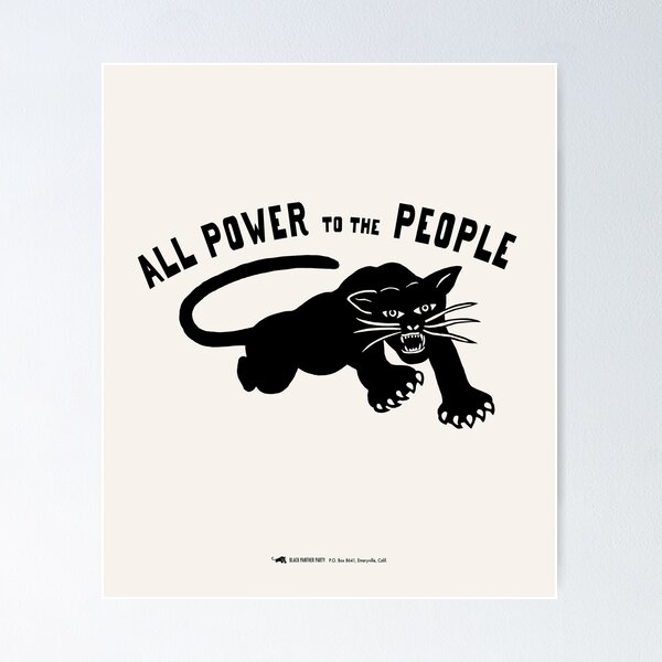 Aperçu de l'œuvre BLACK PANTHERS : « Tout le pouvoir au peuple » : original noir sur crème créée et vendue par Day Chapman.