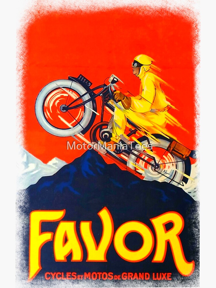 Vintage Favor Motorcycles Poster Reworked By MotorManiac Sticker For Sale By MotorManiaTees