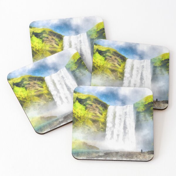 Item preview, Iceland Skogafoss Waterfall Watercolor Style designed and sold by mhfoto.