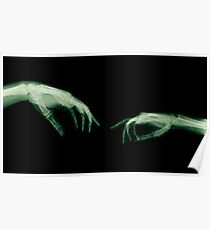 The Creation of Adam (Michelangelo) two hands under x-ray Poster